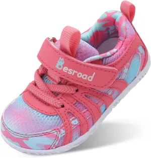 Besroad Toddler Shoes Boys Girls Barefoot Sneakers Kids Breathable Walking Shoes Lightweight Strap Non-Slip Sole Tennis Shoes