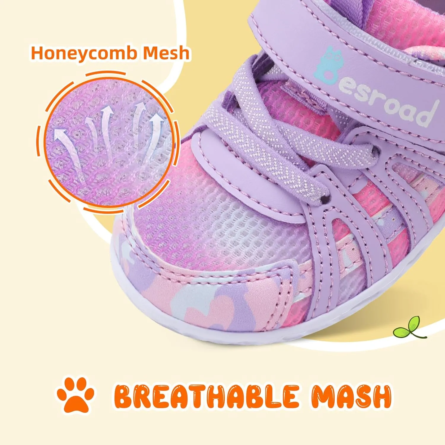 Besroad Toddler Shoes Boys Girls Barefoot Sneakers Kids Breathable Walking Shoes Lightweight Strap Non-Slip Sole Tennis Shoes