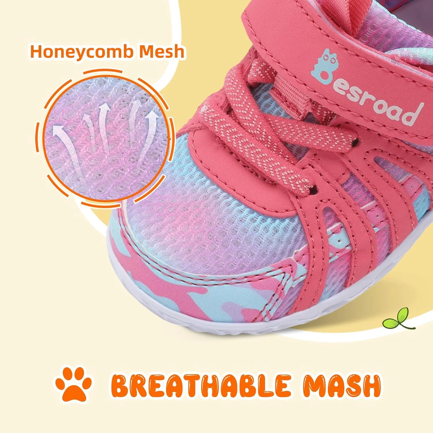 Besroad Toddler Shoes Boys Girls Barefoot Sneakers Kids Breathable Walking Shoes Lightweight Strap Non-Slip Sole Tennis Shoes
