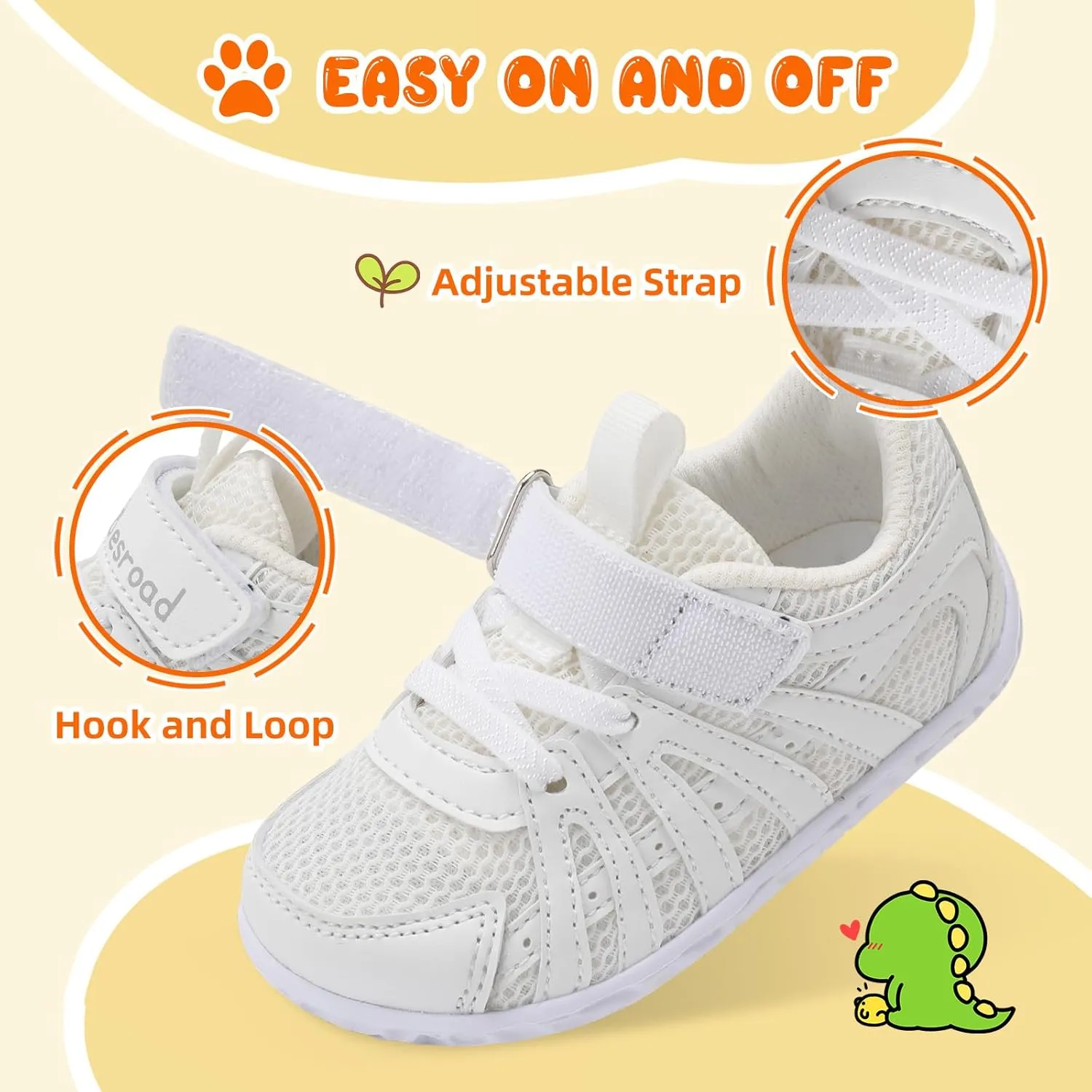 Besroad Toddler Shoes Boys Girls Barefoot Sneakers Kids Breathable Walking Shoes Lightweight Strap Non-Slip Sole Tennis Shoes
