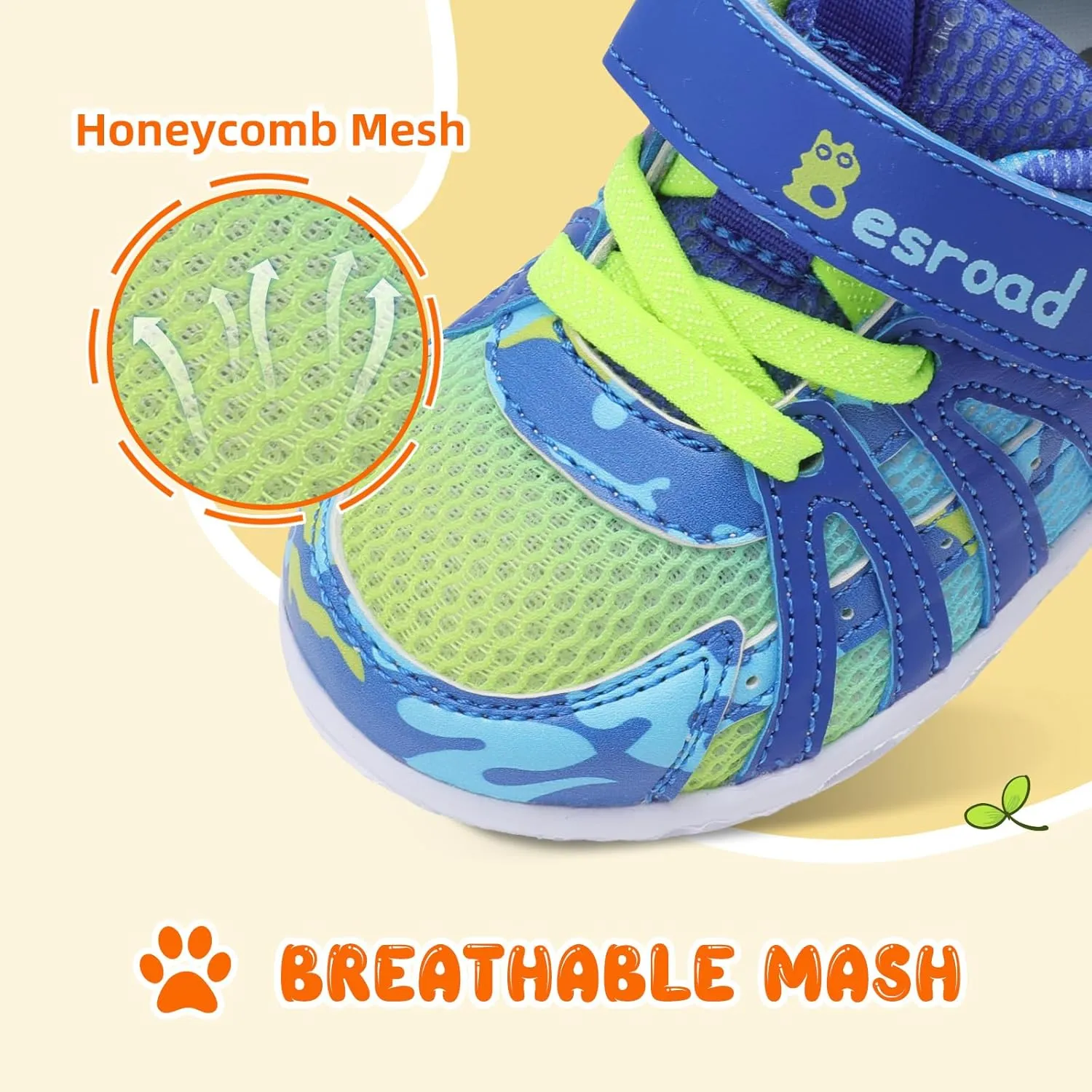 Besroad Toddler Shoes Boys Girls Barefoot Sneakers Kids Breathable Walking Shoes Lightweight Strap Non-Slip Sole Tennis Shoes