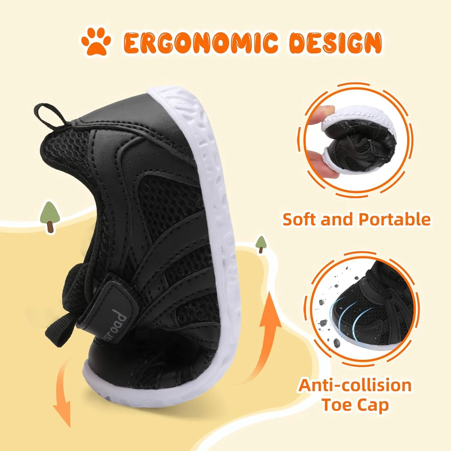Besroad Toddler Shoes Boys Girls Barefoot Sneakers Kids Breathable Walking Shoes Lightweight Strap Non-Slip Sole Tennis Shoes