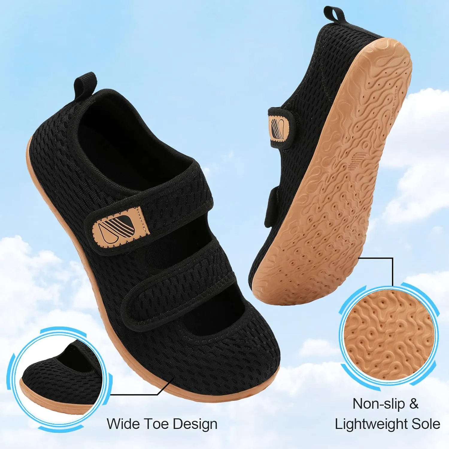 Besroad Womens Mens Lightweight Walking Shoes Adjustable Wide Diabetic Slippers Non-slip Sneakers Sandals