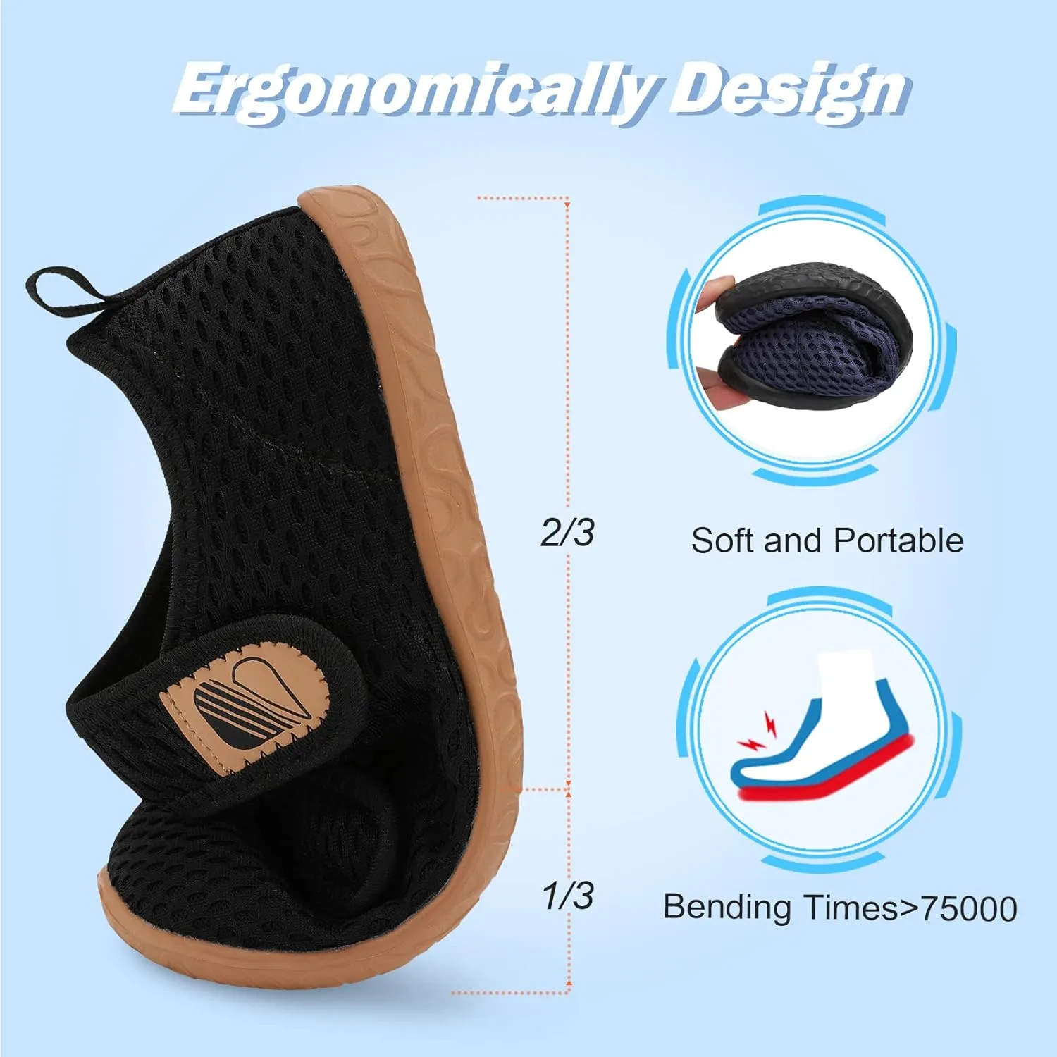 Besroad Womens Mens Lightweight Walking Shoes Adjustable Wide Diabetic Slippers Non-slip Sneakers Sandals