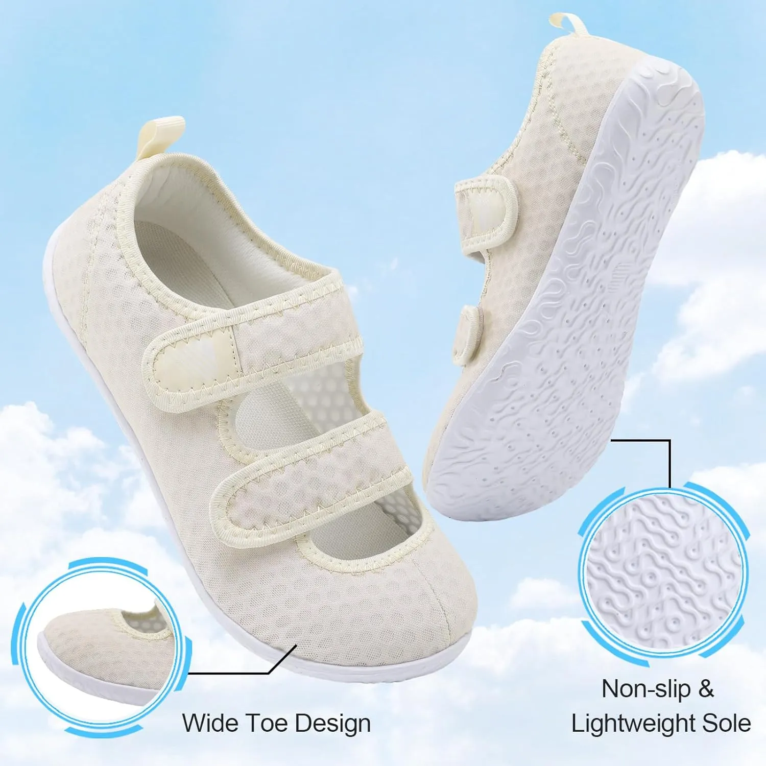 Besroad Womens Mens Lightweight Walking Shoes Adjustable Wide Diabetic Slippers Non-slip Sneakers Sandals