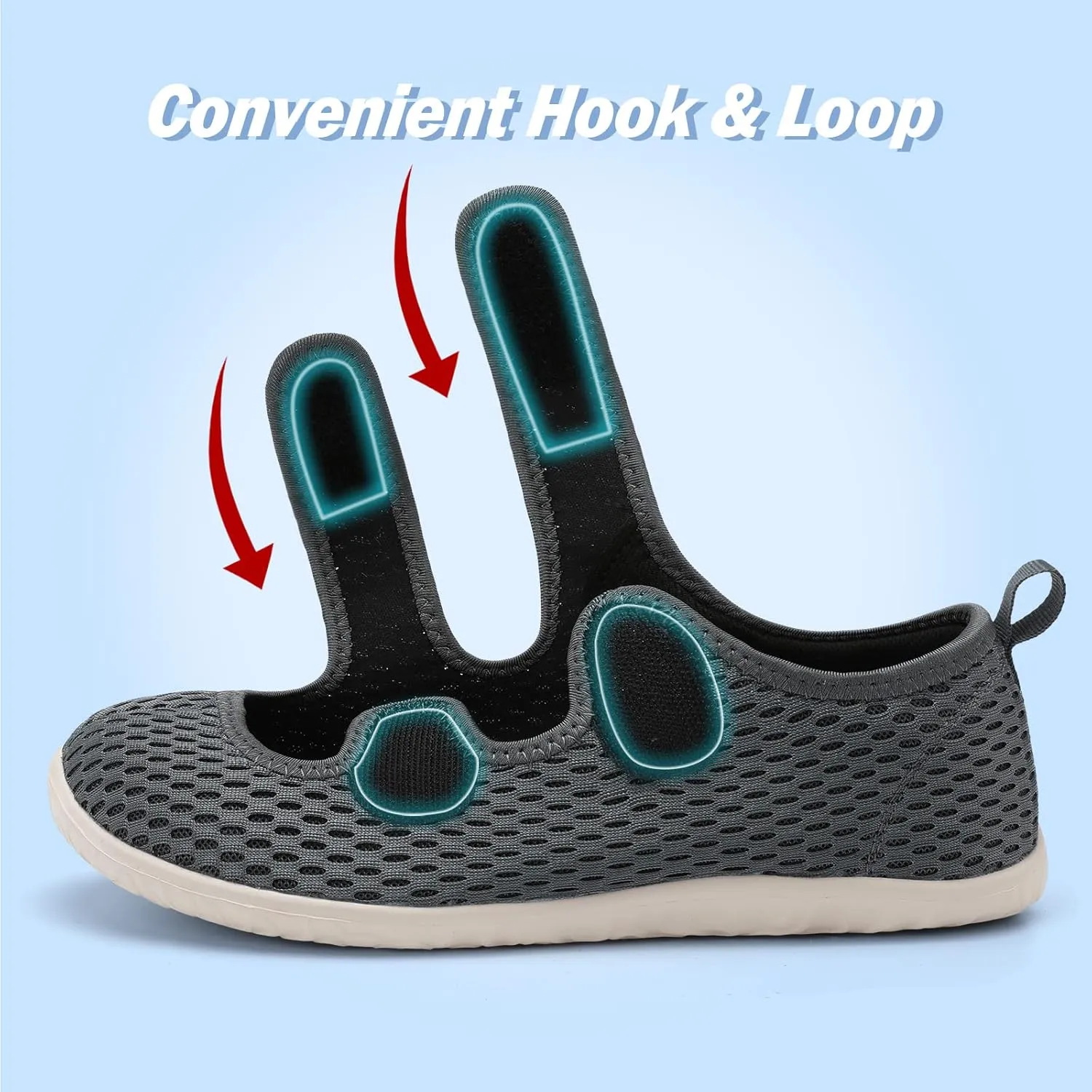 Besroad Womens Mens Lightweight Walking Shoes Adjustable Wide Diabetic Slippers Non-slip Sneakers Sandals