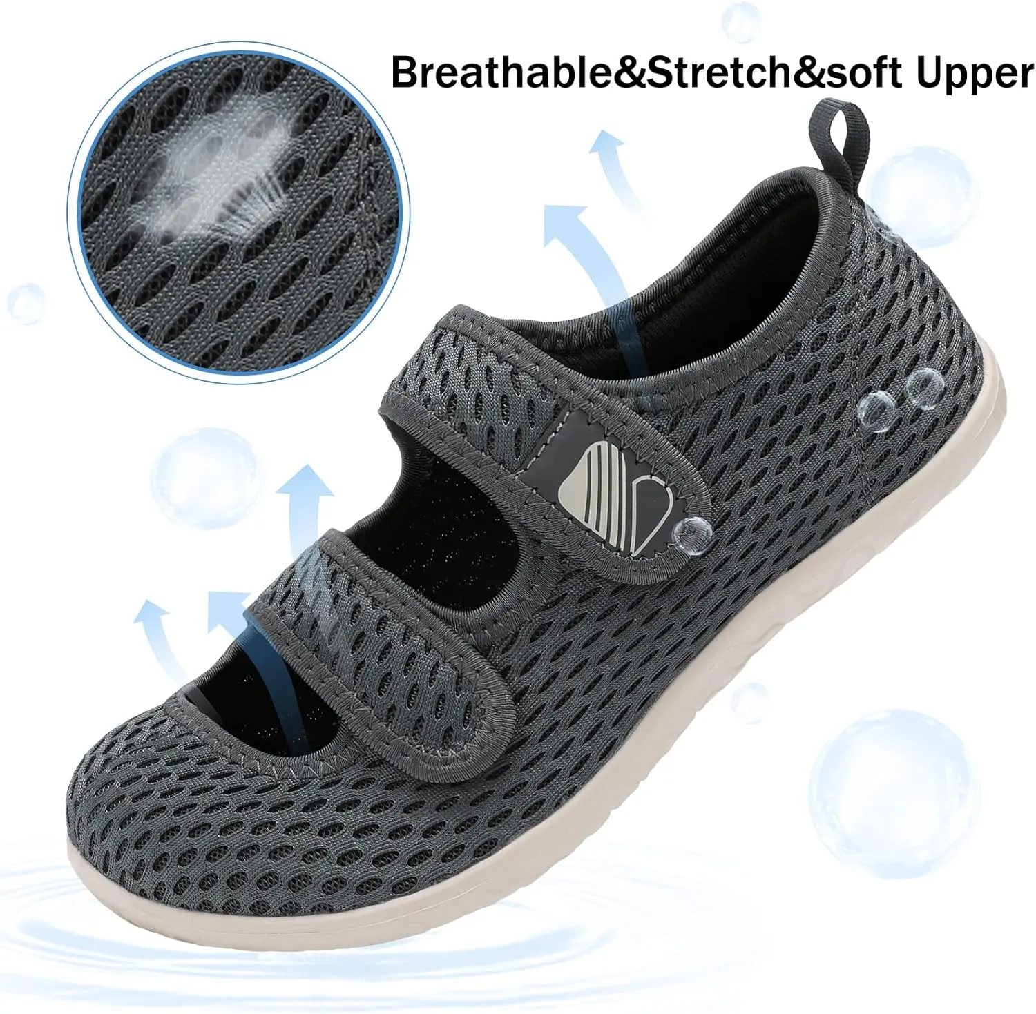 Besroad Womens Mens Lightweight Walking Shoes Adjustable Wide Diabetic Slippers Non-slip Sneakers Sandals