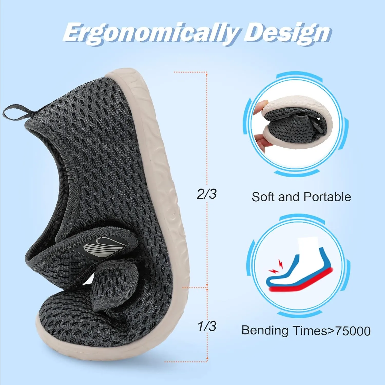 Besroad Womens Mens Lightweight Walking Shoes Adjustable Wide Diabetic Slippers Non-slip Sneakers Sandals