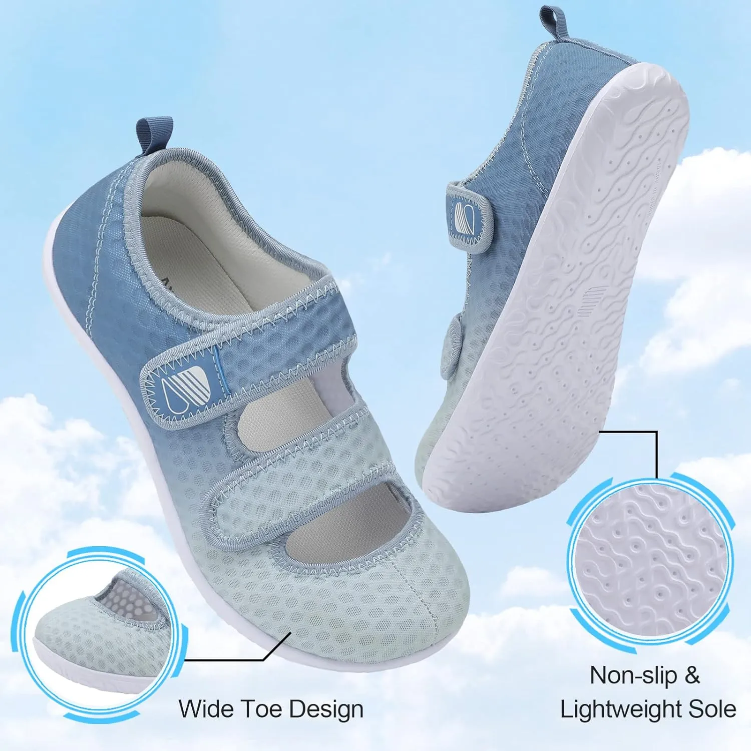 Besroad Womens Mens Lightweight Walking Shoes Adjustable Wide Diabetic Slippers Non-slip Sneakers Sandals