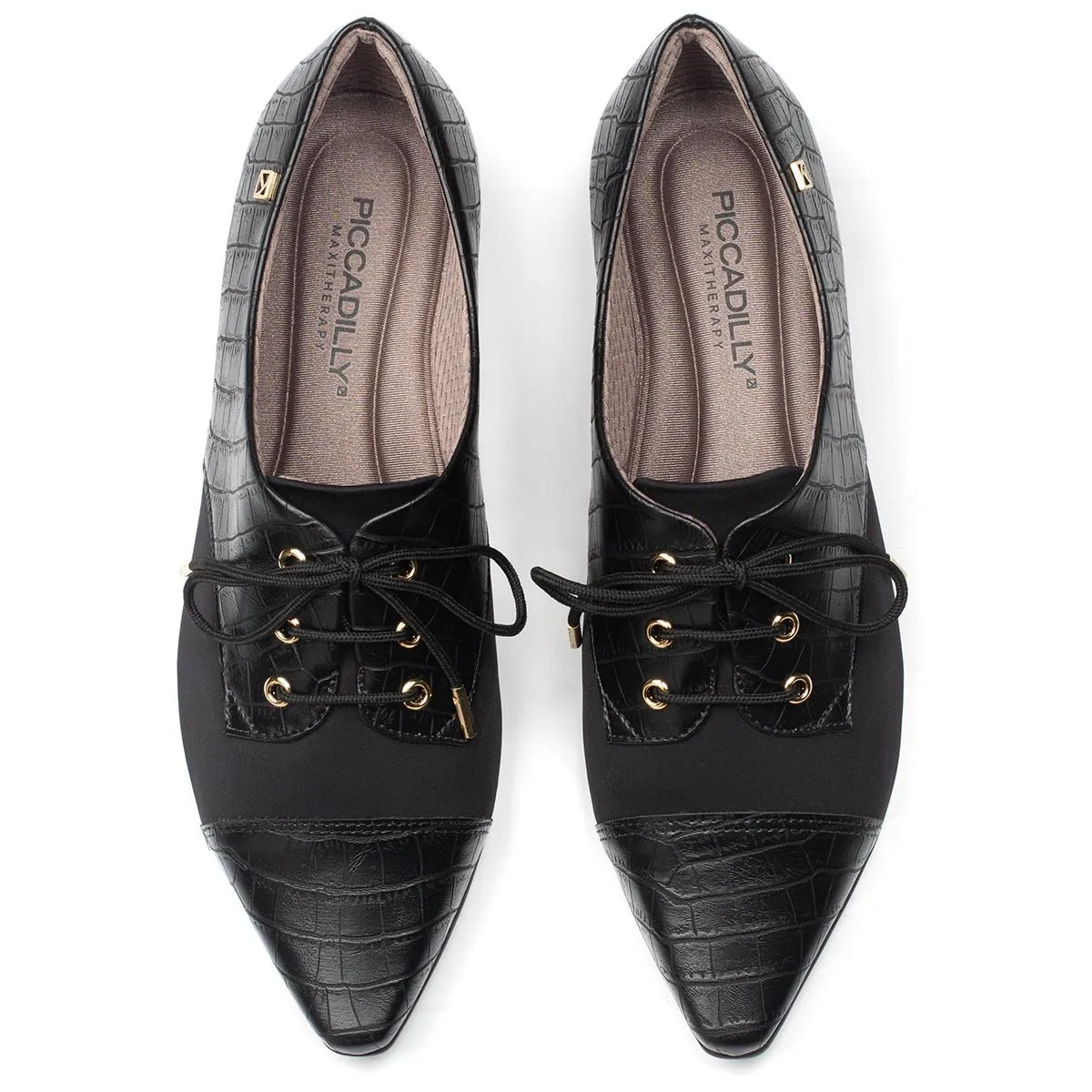 Black Lace-Up Flats for Women (278.019)