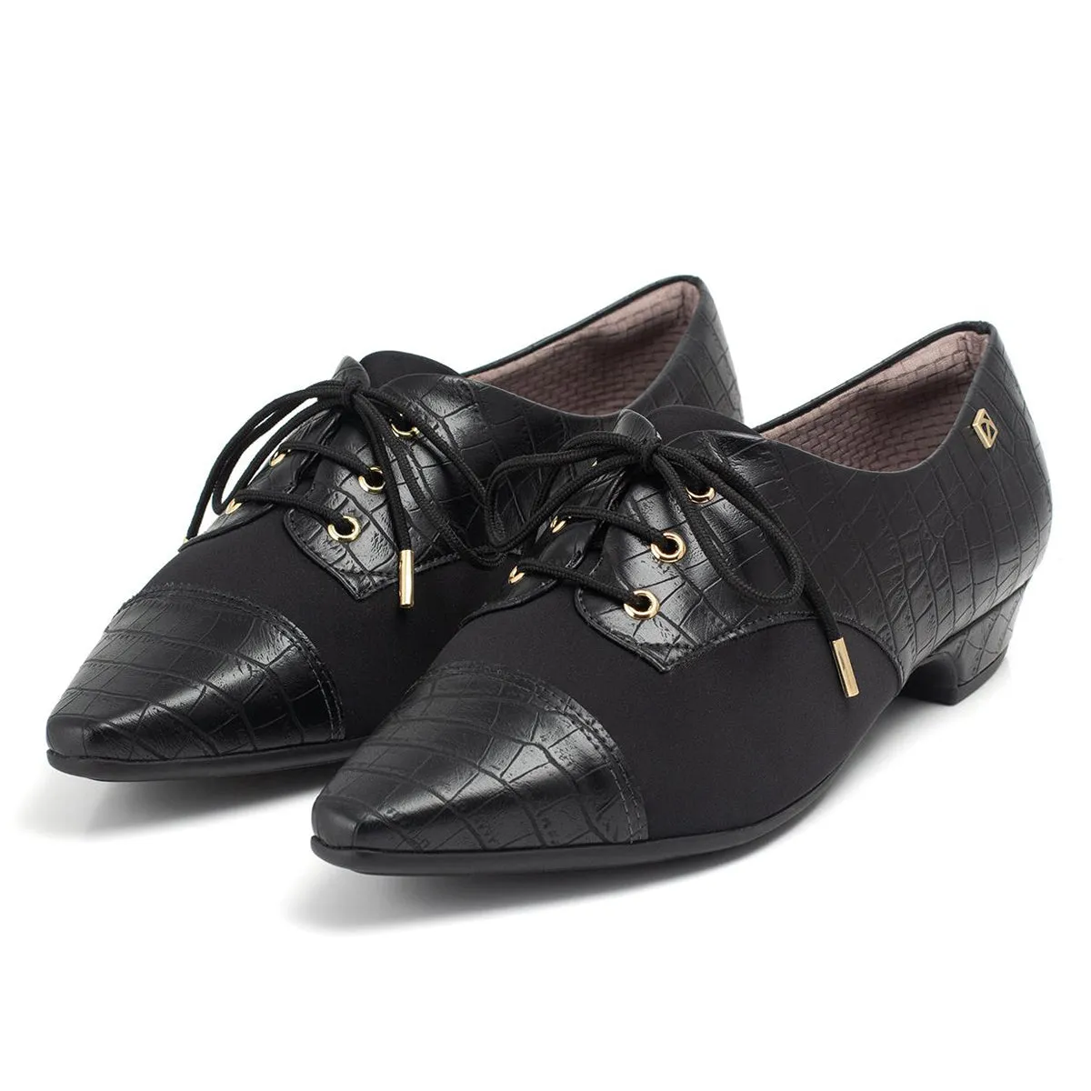 Black Lace-Up Flats for Women (278.019)