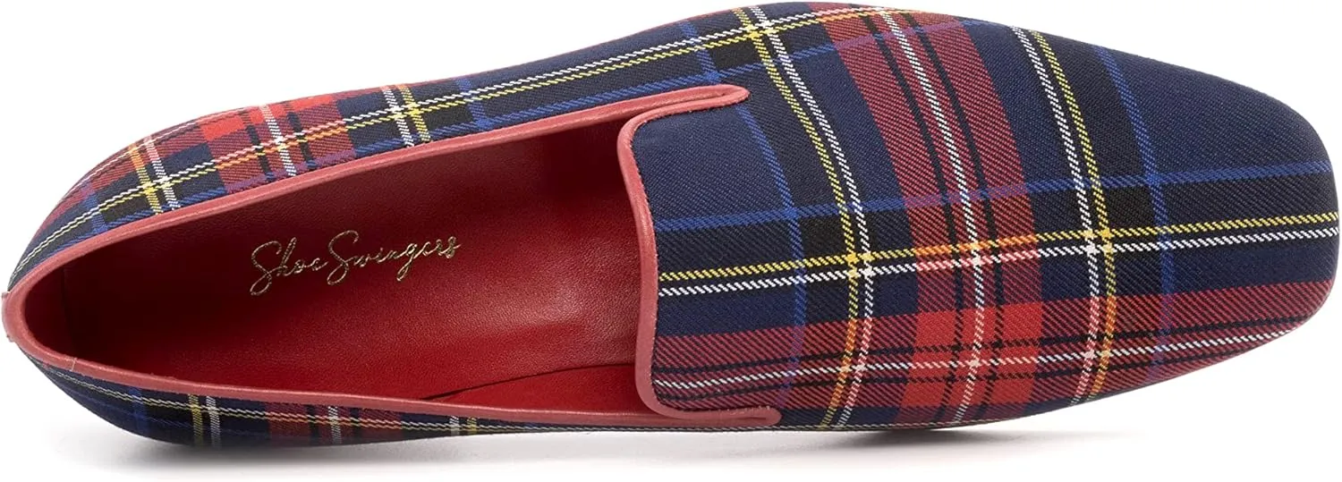 Blue and Red Tartan Plaid Print Slip-On Loafer