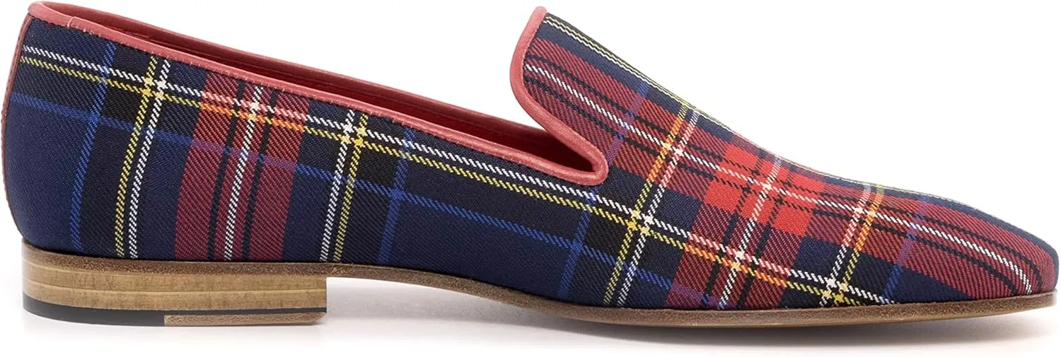 Blue and Red Tartan Plaid Print Slip-On Loafer