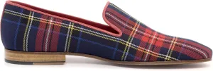 Blue and Red Tartan Plaid Print Slip-On Loafer
