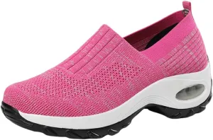 Breathable Women's Casual Sneakers with Soft Sole and Air Cushion Platform for Comfortable Walking