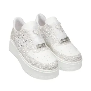 Bridal Shoes Wedding Sneakers, Personalized Shoes for Bride, Lace Bridal Tennis Shoes, bride platform shoes flat sole (41 EUR / 9,5 US)