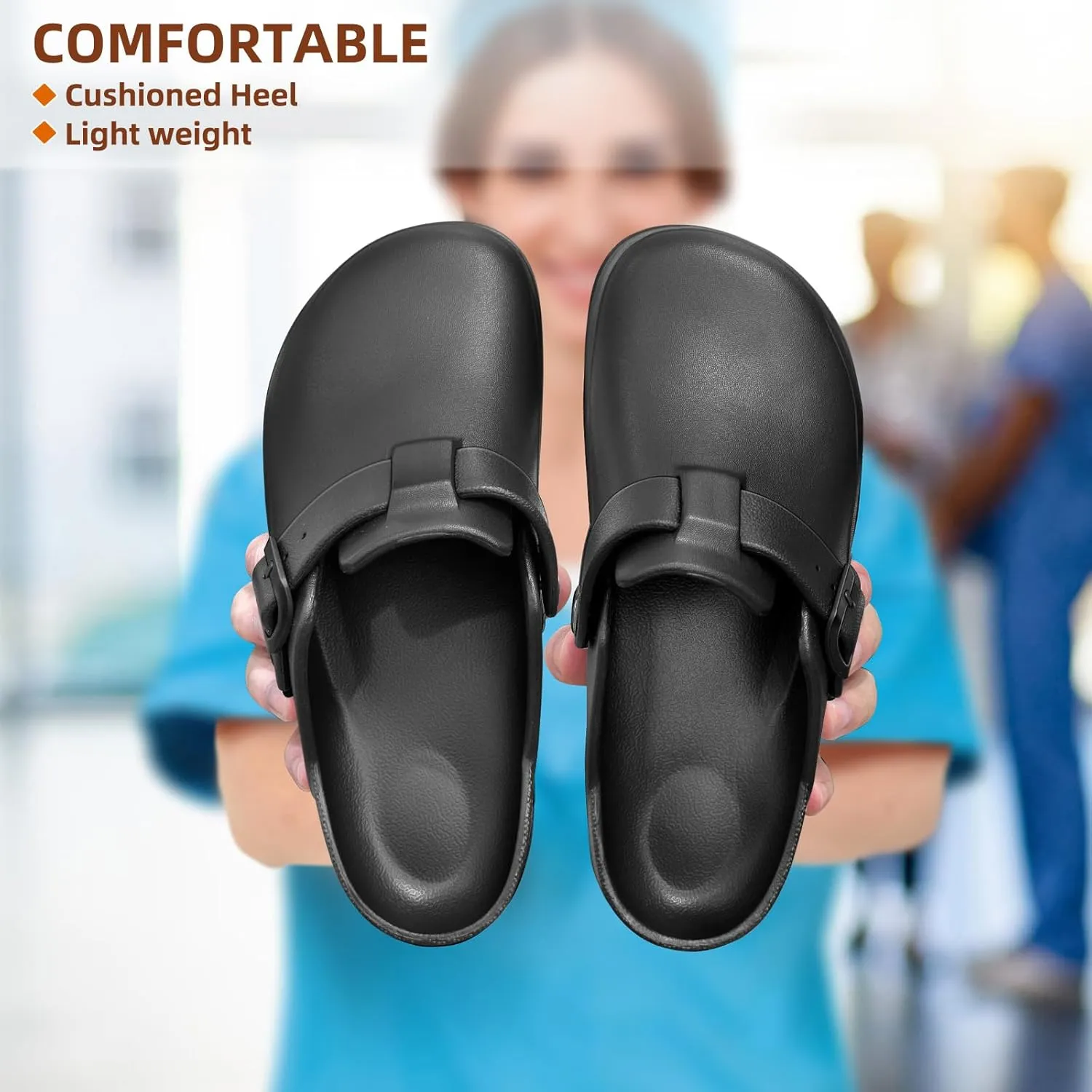 BULLIANT Women Clogs, Adjustable Sandals Slip-on Water Shoes Unisex with Cushioned Footbed,Comfortable Lightweight