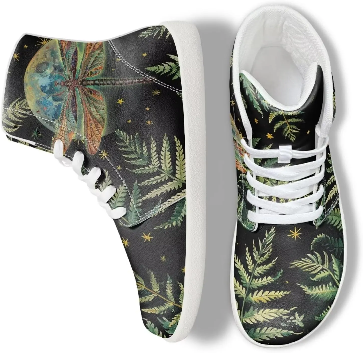 Butterfly Dragonfly Print High Tops Running Sneakers for Women Men Fitness Ankle Support Shoes