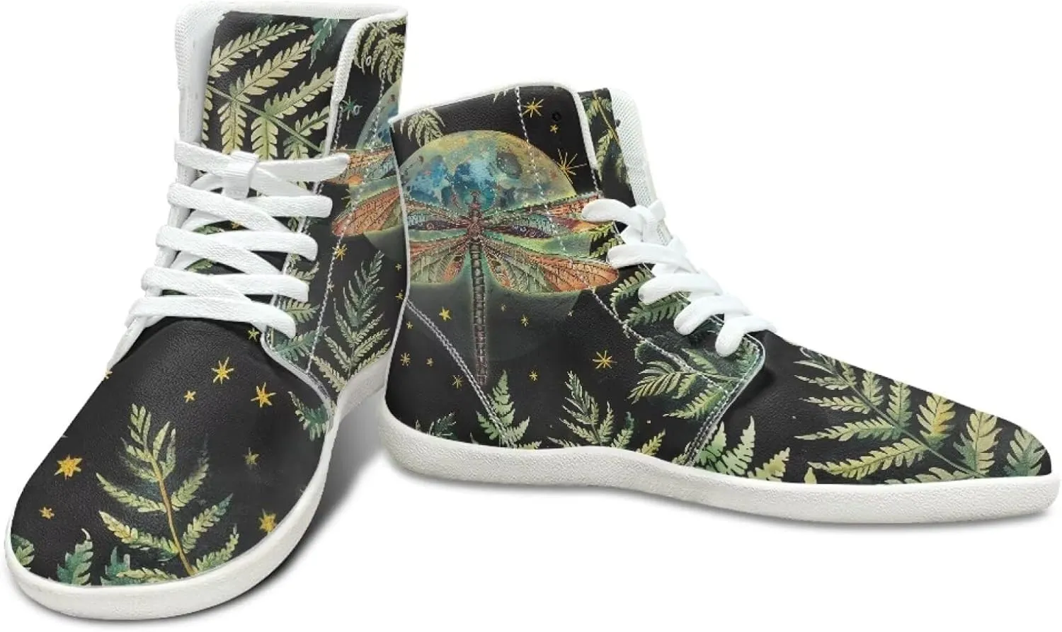 Butterfly Dragonfly Print High Tops Running Sneakers for Women Men Fitness Ankle Support Shoes