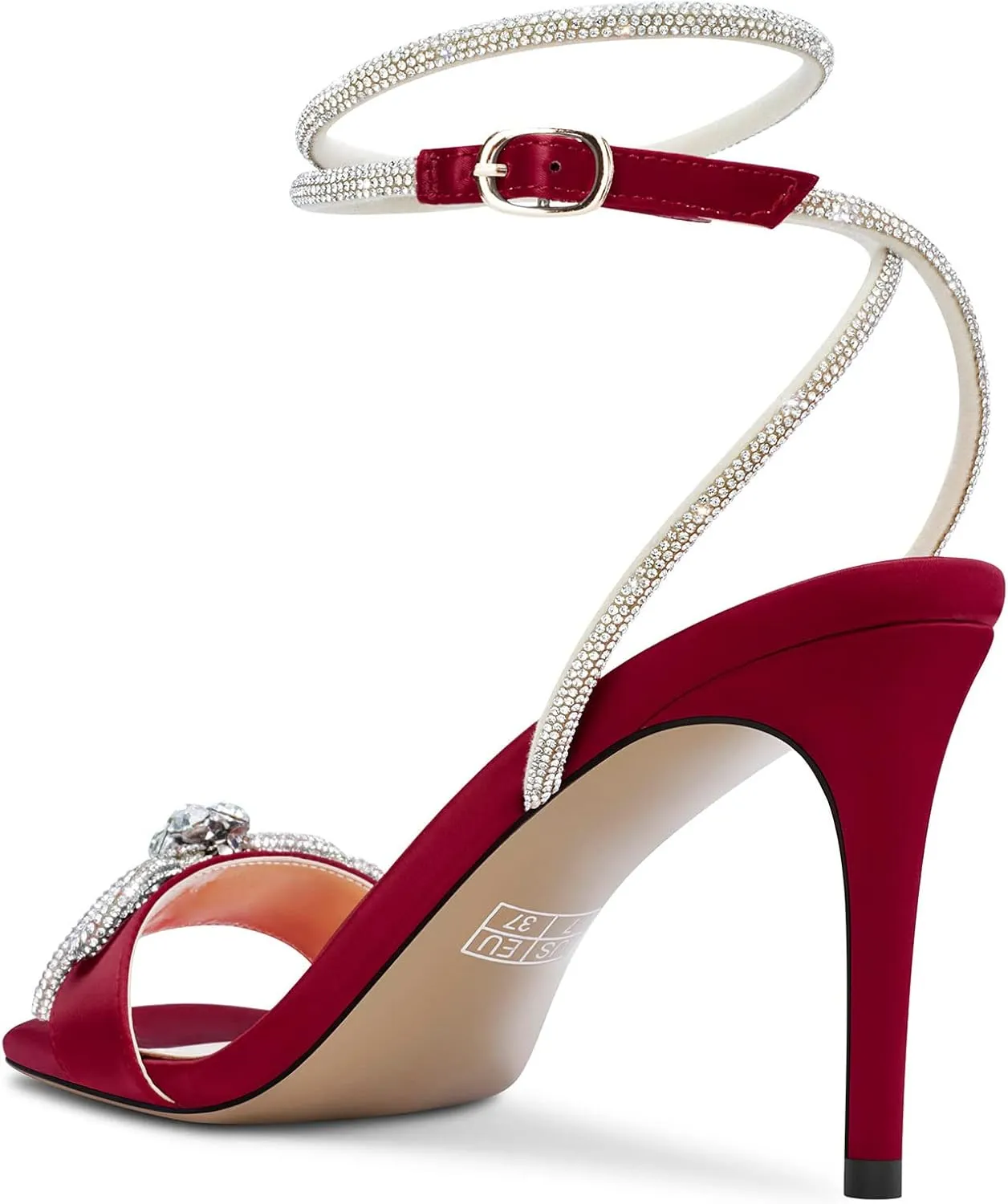 Castamere Mid Heel Open Toe Rhinestone Crystal Bow-knot Ankle Strap Sandals Wedding Prom Summer 3.2 Inches Heels