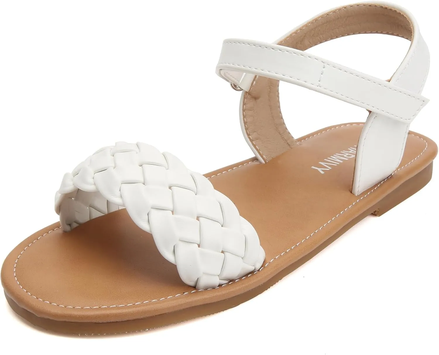 Charmivy Girls Sandals Braided Upper Flat Dress Sandals Round Open Toe Summer Shoes Little Kid/Big Kid