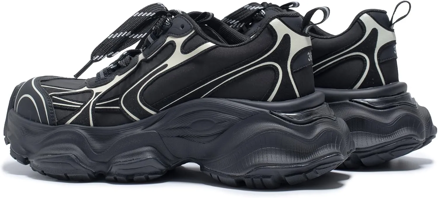 Chunky Sneakers for Women, Womens Fashion Sneakers, Leather Comfortable Dad Shoe Lace-Up Platform Walking Running Shoes