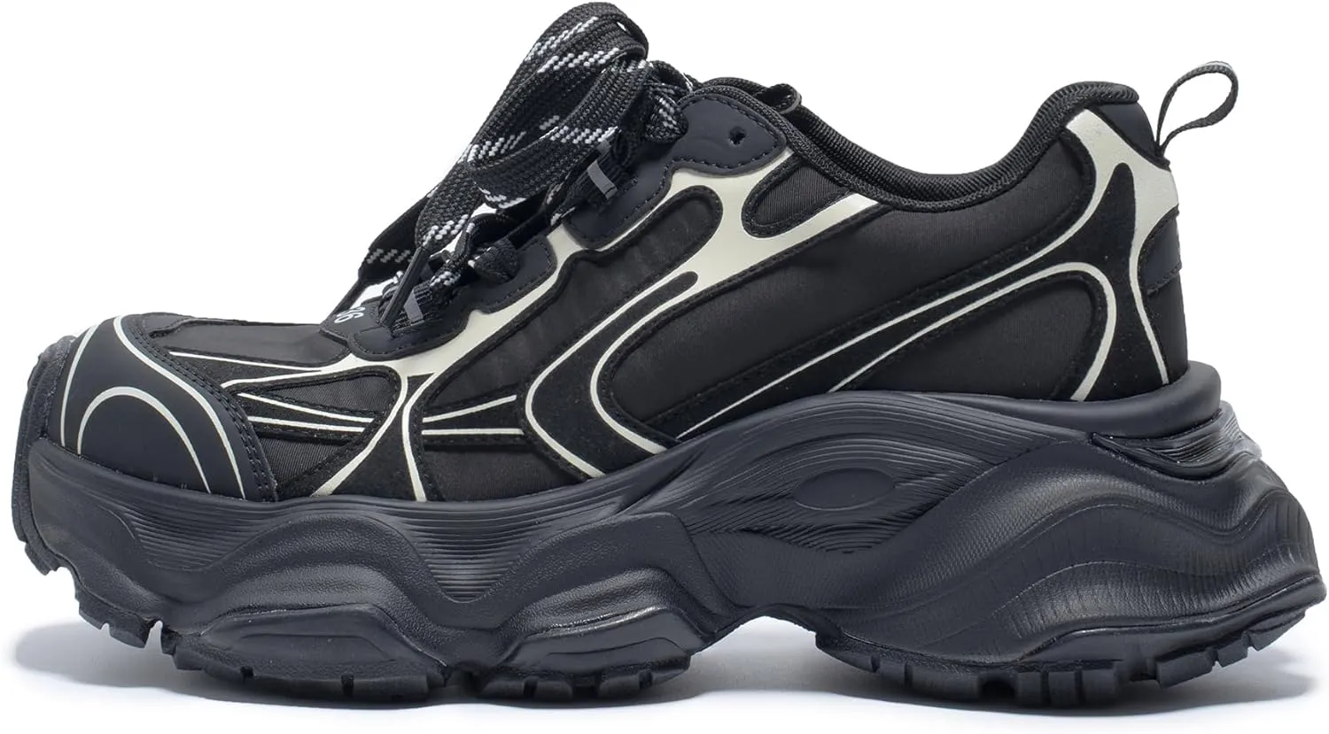 Chunky Sneakers for Women, Womens Fashion Sneakers, Leather Comfortable Dad Shoe Lace-Up Platform Walking Running Shoes