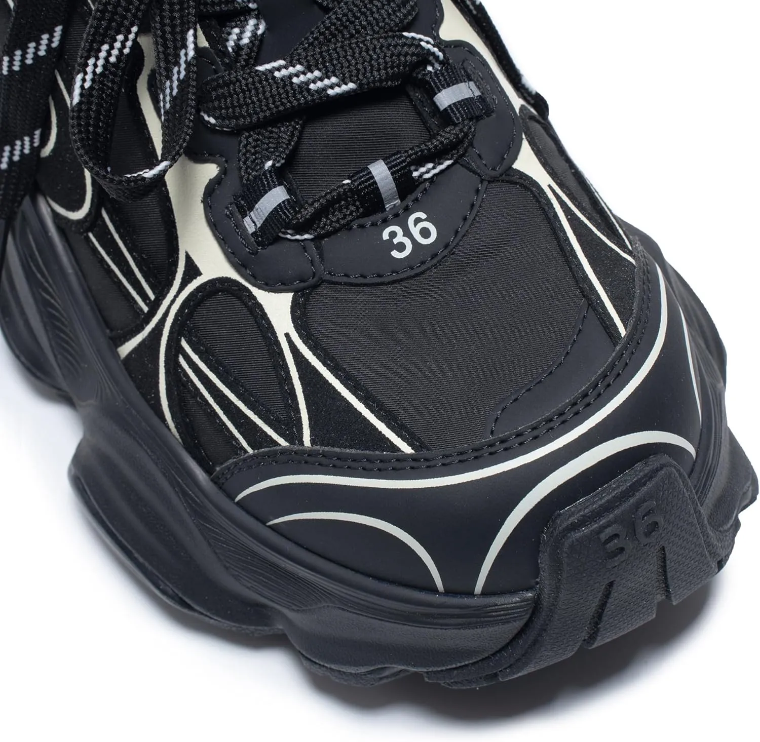 Chunky Sneakers for Women, Womens Fashion Sneakers, Leather Comfortable Dad Shoe Lace-Up Platform Walking Running Shoes
