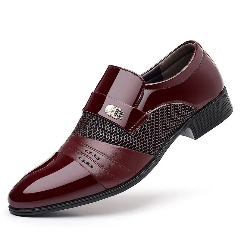 Classic Business Dress Men Shoes Red Men Oxford Shoes Wedding Casual Party Shoe for Men Loafers Colorblock Men's Leather Shoes