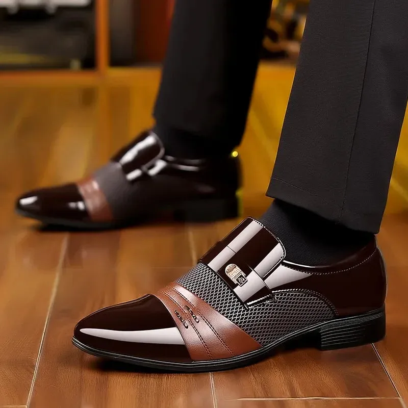 Classic Business Dress Men Shoes Red Men Oxford Shoes Wedding Casual Party Shoe for Men Loafers Colorblock Men's Leather Shoes