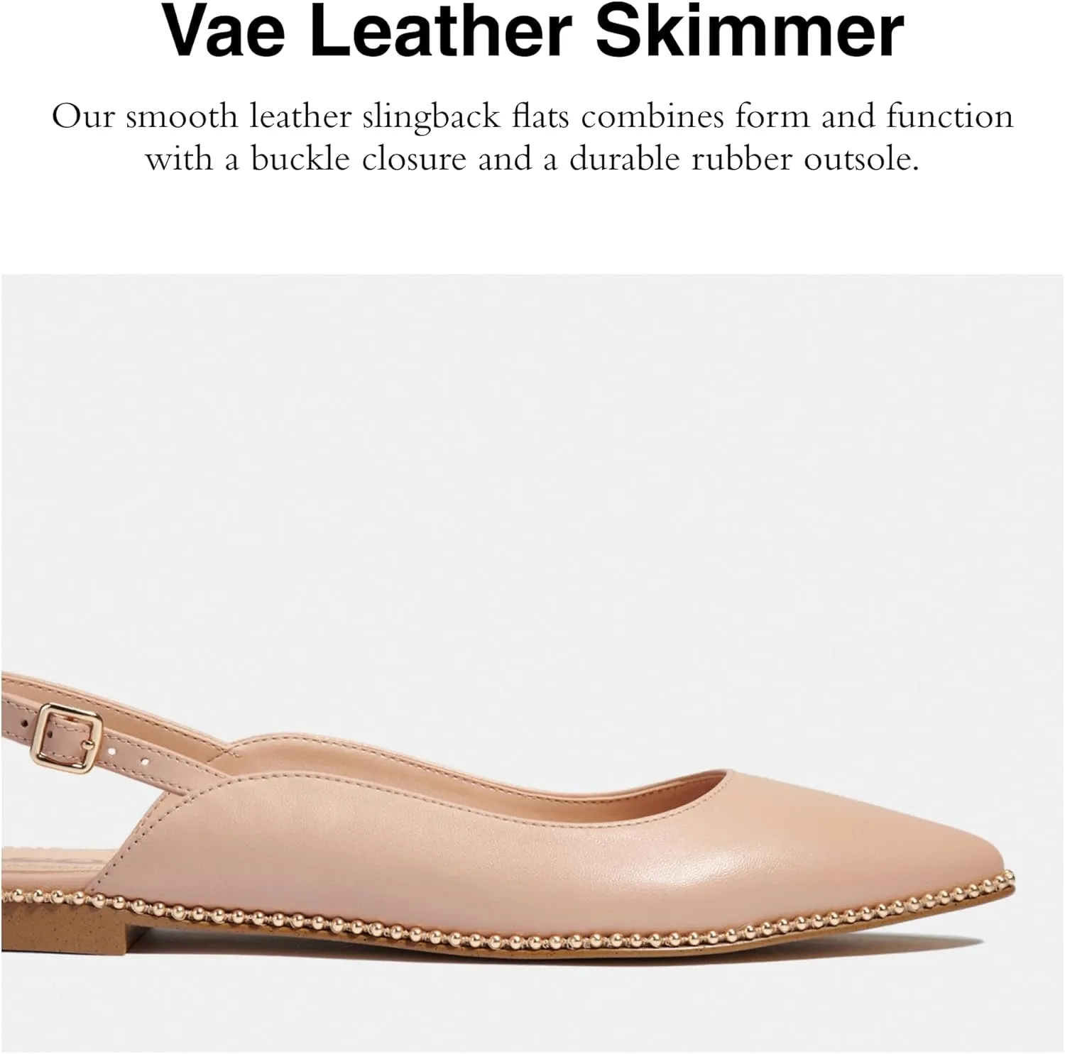 Coach Women's VAE Leather Skimmer Ballet Flat, Beechwood, 5.5
