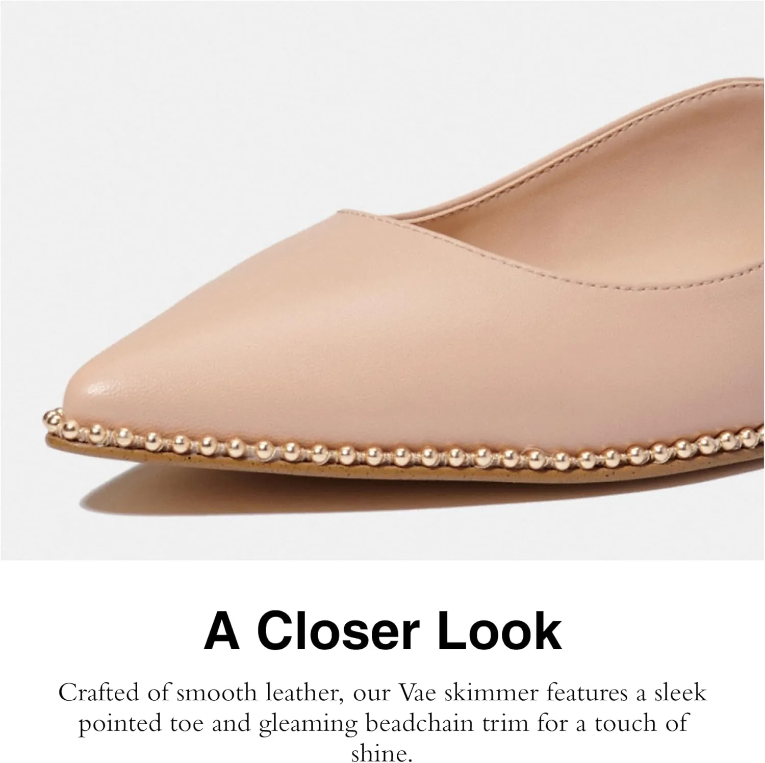 Coach Women's VAE Leather Skimmer Ballet Flat, Beechwood, 5.5