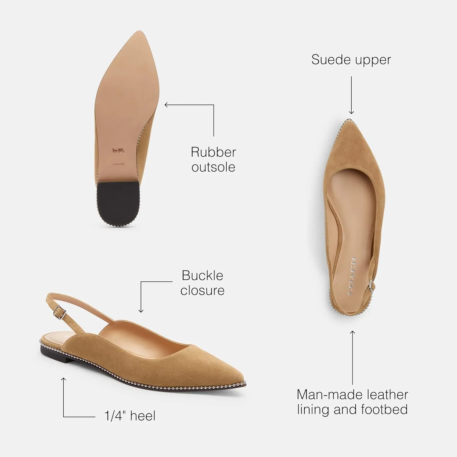 Coach Women's VAE Suede Skimmer Ballet Flat
