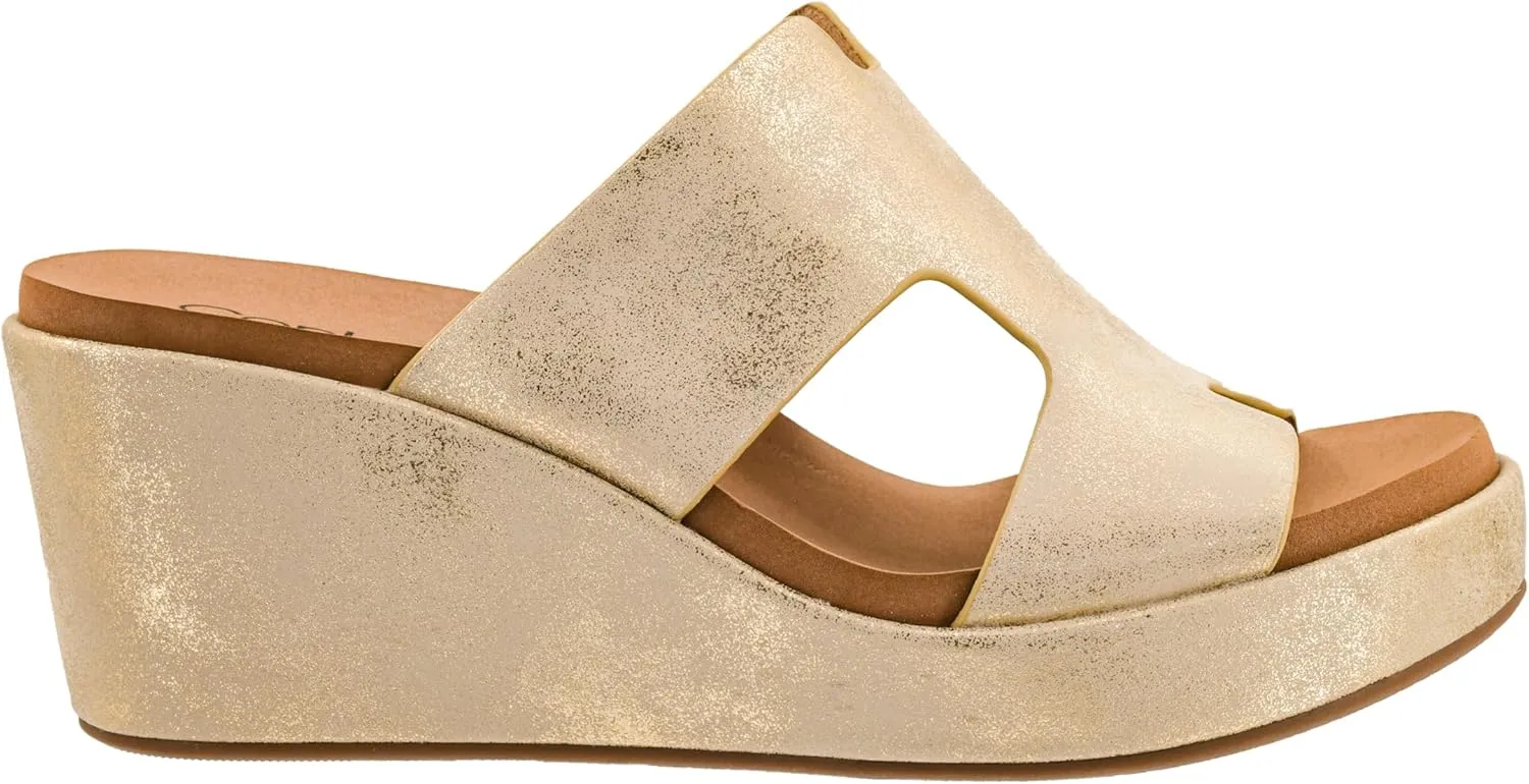 Corkys Footwear Women's Pucker Up EVA Foam Platform Slip On 2.50 Inch Wedge Light Weight Cushioned Memory Foam Insole Peep Toe Casual Dressy Trendy Sandals for Women