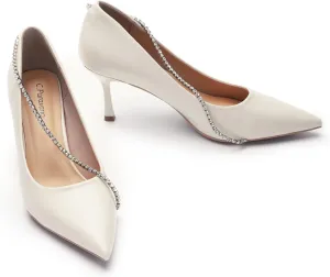 C.Paravano Crystal Chain Pointed Toe Flats Comfortable Party Dressy Shoes for Women Designer Shoes Women's Flats
