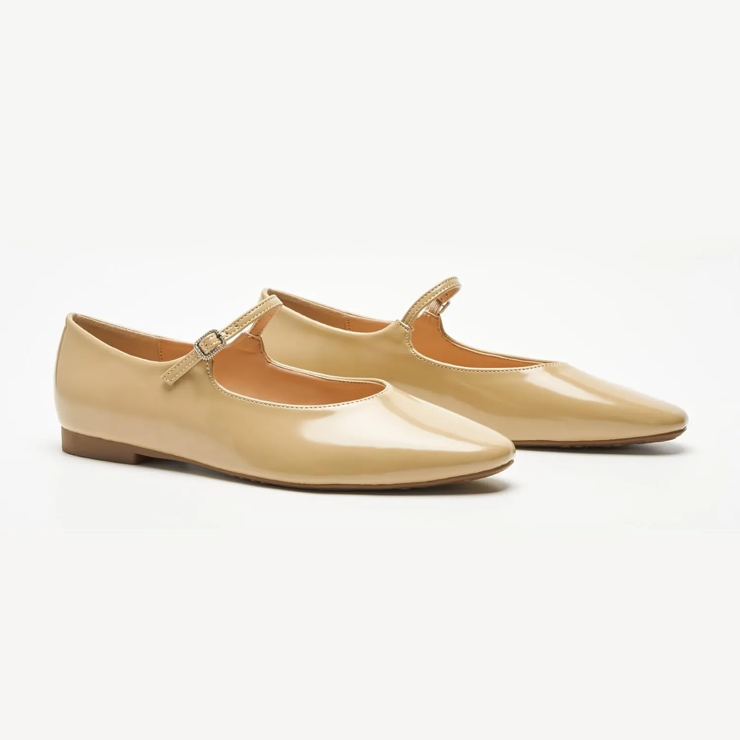 C.Paravano Women's Mary Jane Ballet Flats | Round Toe Leather Flats with Strap | Comfortable Work & Casual Shoes for Daily Wear