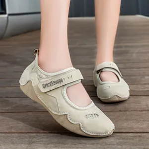 CrazySavage Women's Casual Breathable Flat Mary Jane Sneakers Adjustable Hook&Loop Walking Nurse Dress Shoes Closed Round Toe Lightweight Slip On Orthotic Working Shoe