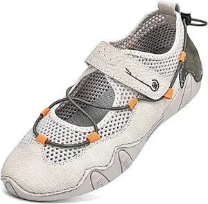 CrazySavage Women's Casual Breathable Flat Mary Jane Sneakers Adjustable Hook&Loop Walking Nurse Dress Shoes Closed Round Toe Lightweight Slip On Orthotic Working Shoe