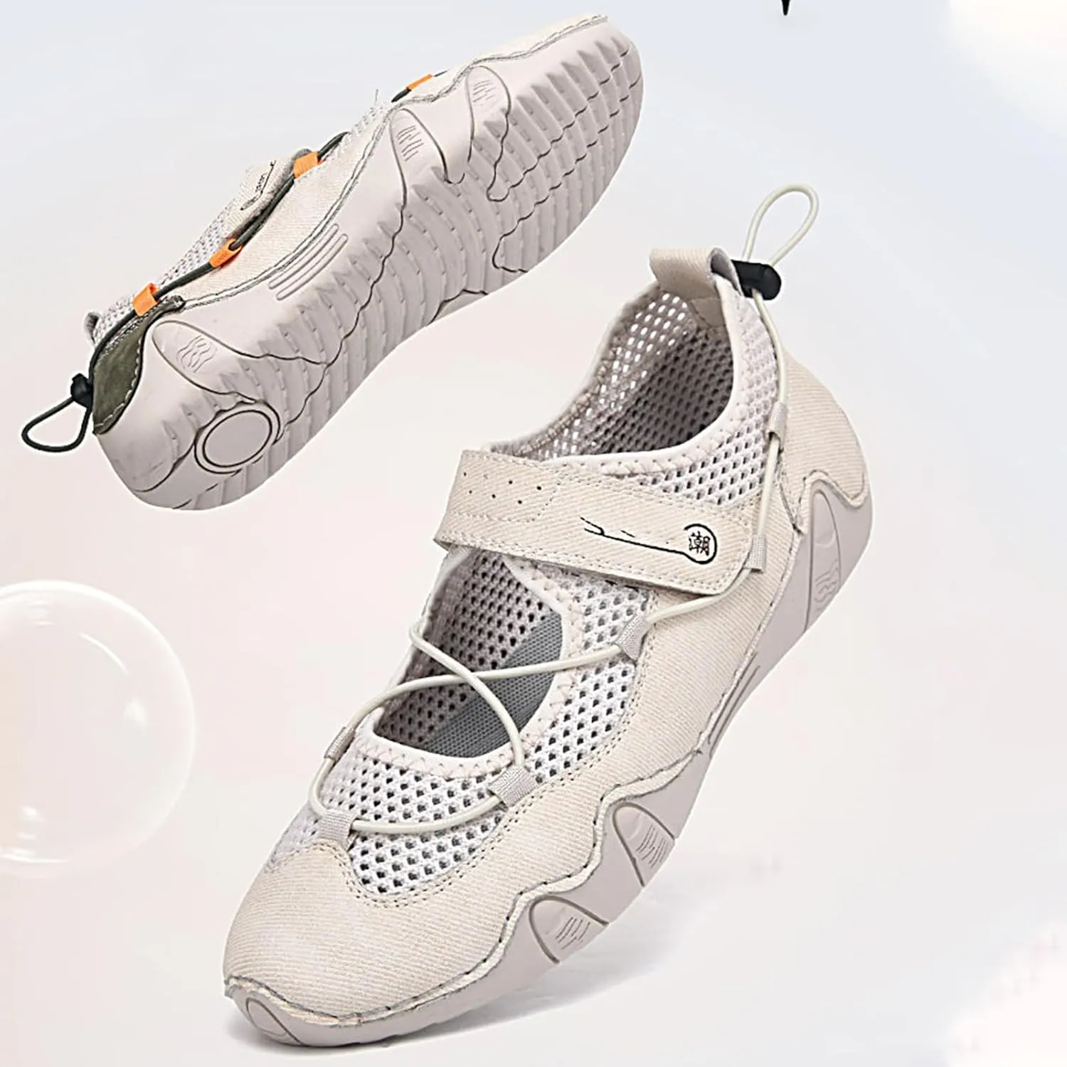 CrazySavage Women's Casual Breathable Flat Mary Jane Sneakers Adjustable Hook&Loop Walking Nurse Dress Shoes Closed Round Toe Lightweight Slip On Orthotic Working Shoe