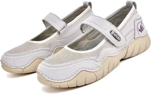 CrazySavage Women's Casual Breathable Flat Mary Jane Sneakers Adjustable Hook&Loop Walking Nurse Dress Shoes Closed Round Toe Lightweight Slip On Orthotic Working Shoe
