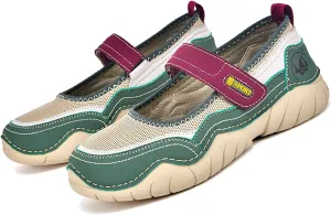 CrazySavage Women's Casual Breathable Flat Mary Jane Sneakers Adjustable Hook&Loop Walking Nurse Dress Shoes Closed Round Toe Lightweight Slip On Orthotic Working Shoe