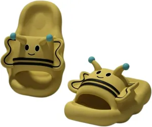 Cute Bee Slippers for Parent Child 1.5" EVA Thick Sole Lightweight Comfort Non-Slip Indoor Shower Sandals Outdoor Travel Beach Sandals Anti-Slip Soles