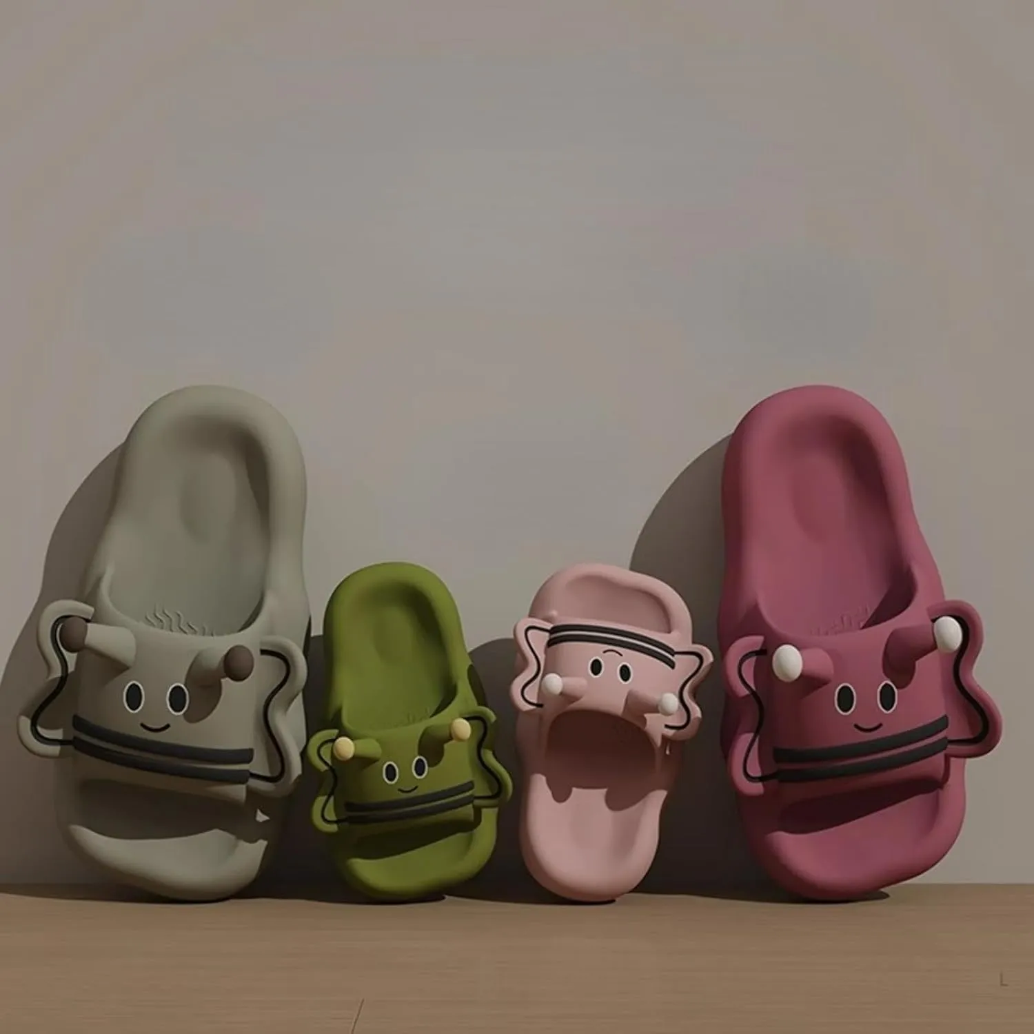 Cute Bee Slippers for Parent Child 1.5" EVA Thick Sole Lightweight Comfort Non-Slip Indoor Shower Sandals Outdoor Travel Beach Sandals Anti-Slip Soles