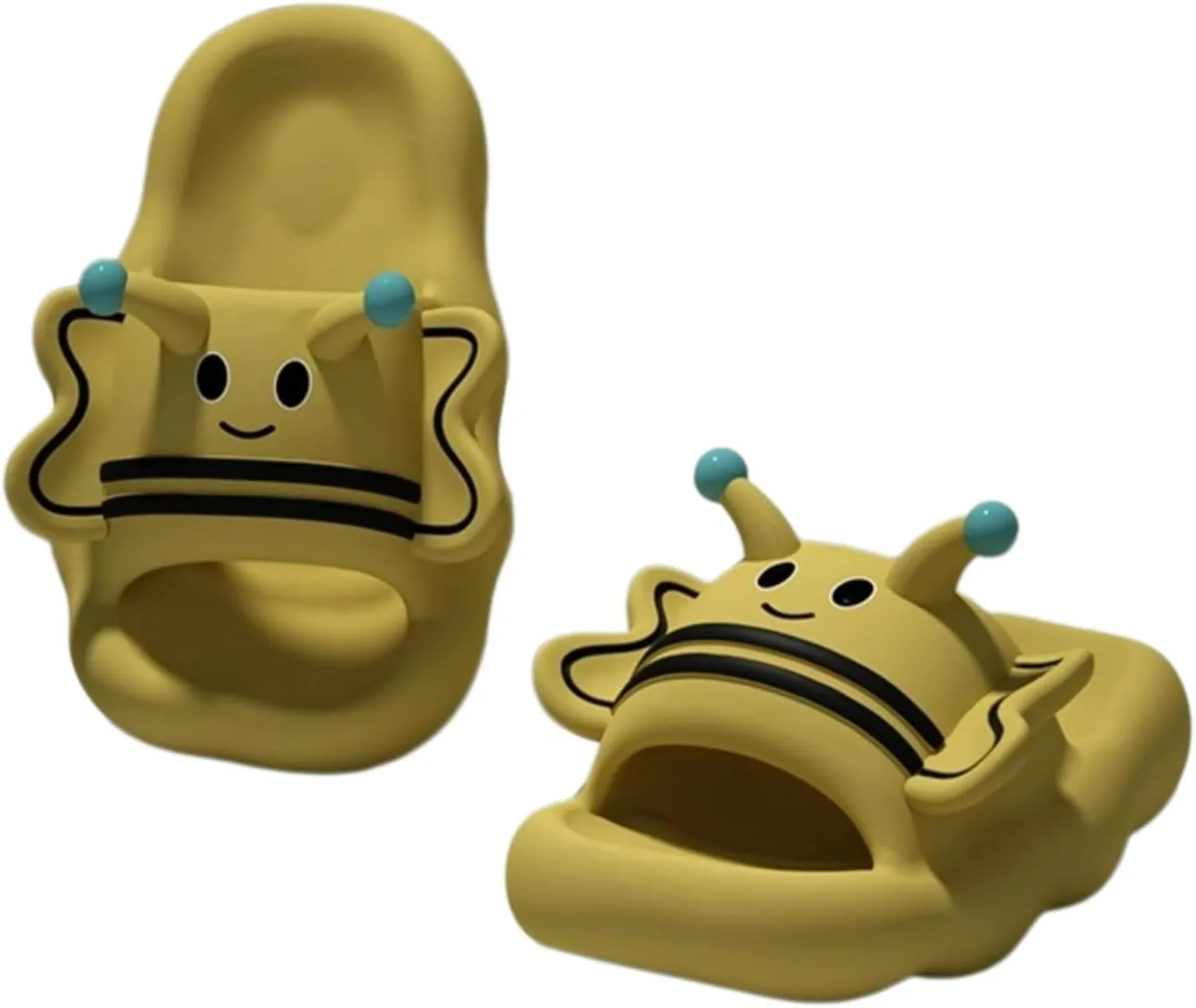 Cute Bee Slippers for Parent Child 1.5" EVA Thick Sole Lightweight Comfort Non-Slip Indoor Shower Sandals Outdoor Travel Beach Sandals Anti-Slip Soles