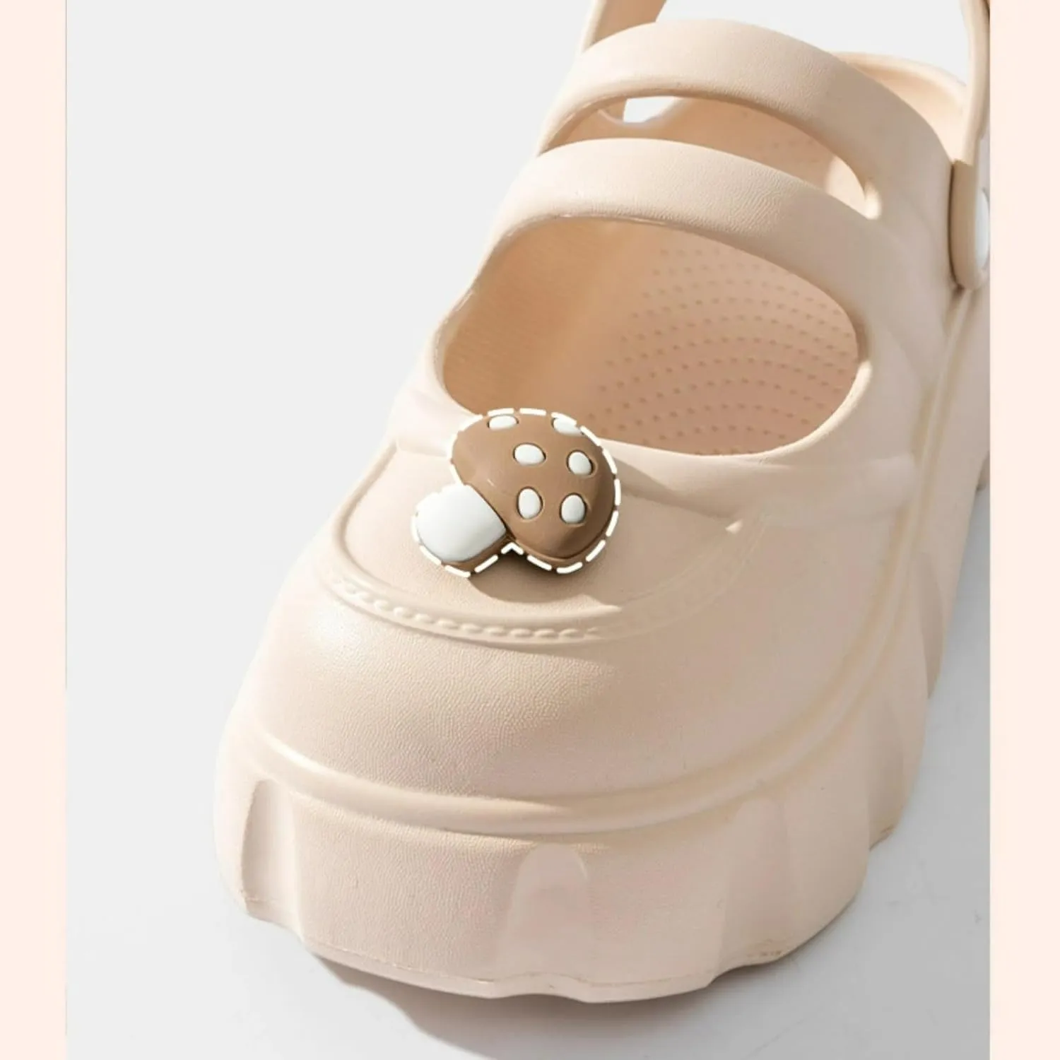 Cute Bunny Mushroom Thick Sole Slippers Women Mary Jane Clogs with Hole EVA 2" Y2K Platform Height Increase Indoor Shower Sandals Outdoor Travel Beach Sandals