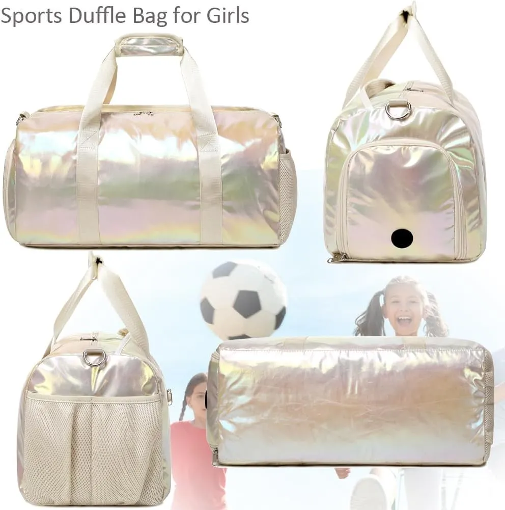 Dance Bag for Girls Sports Duffle Bag for Teen Girls Gym Bag with Shoes Compartment Wet Pocket Weekender Carry On Bag Travel Bag for Teens Girls