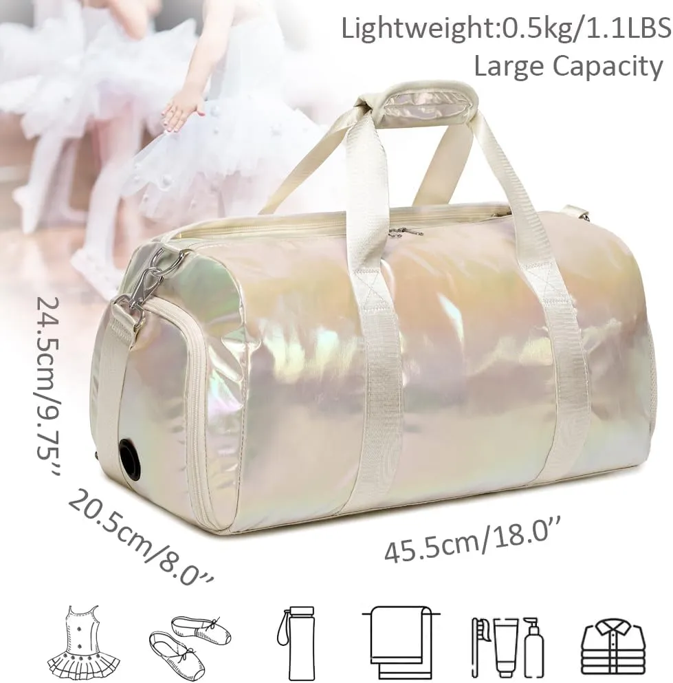Dance Bag for Girls Sports Duffle Bag for Teen Girls Gym Bag with Shoes Compartment Wet Pocket Weekender Carry On Bag Travel Bag for Teens Girls