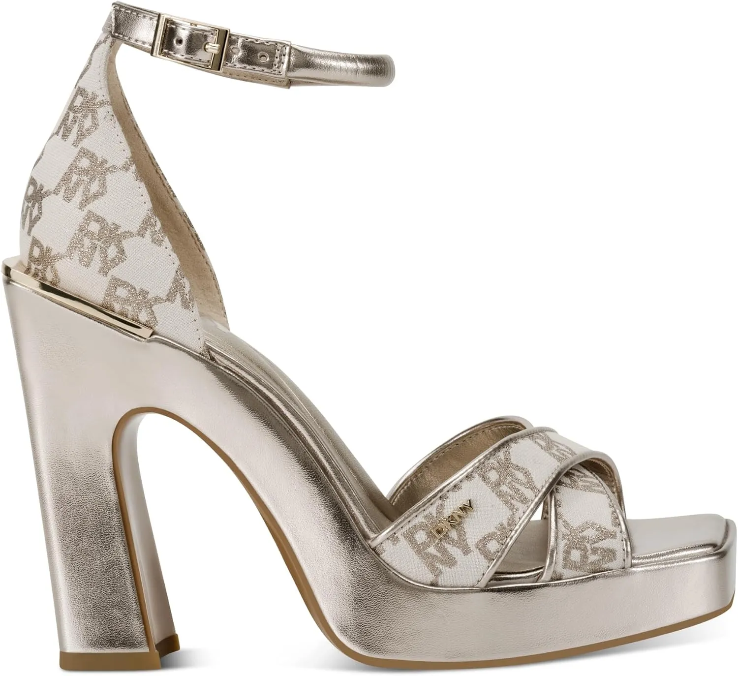 DKNY Women's Linda Platform Ankle Strap Block Heel Heeled Sandal