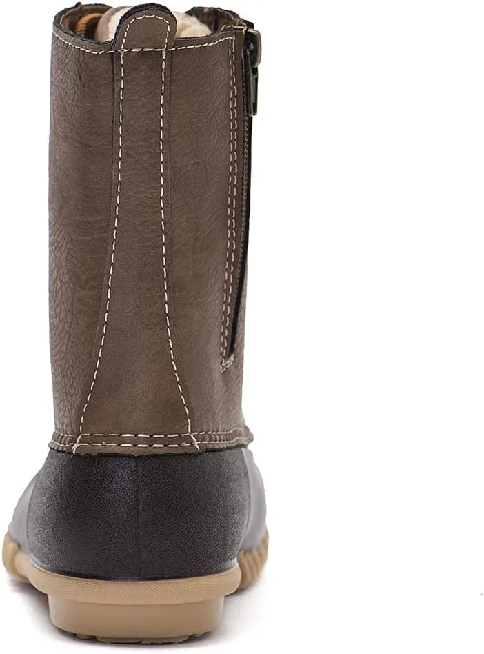 DKSUKO Women's Duck Boots witth Zipper Waterproof Winter Boots Snow Boots for Women Rain Boots for Cold Weather