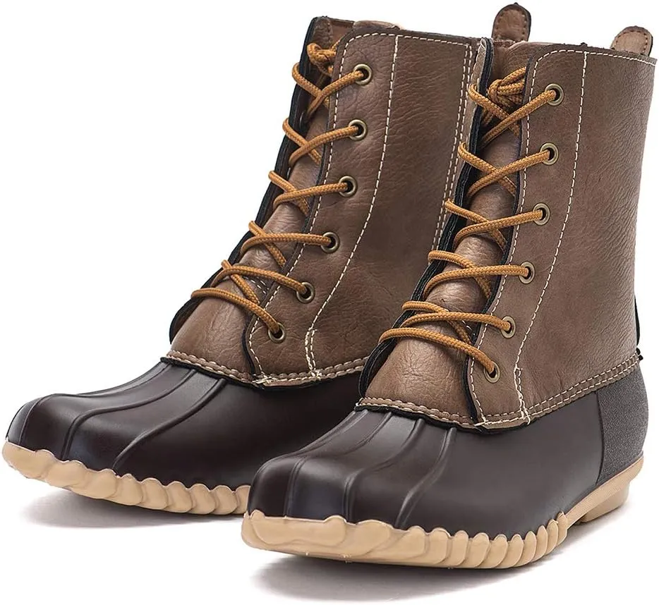 DKSUKO Women's Duck Boots witth Zipper Waterproof Winter Boots Snow Boots for Women Rain Boots for Cold Weather